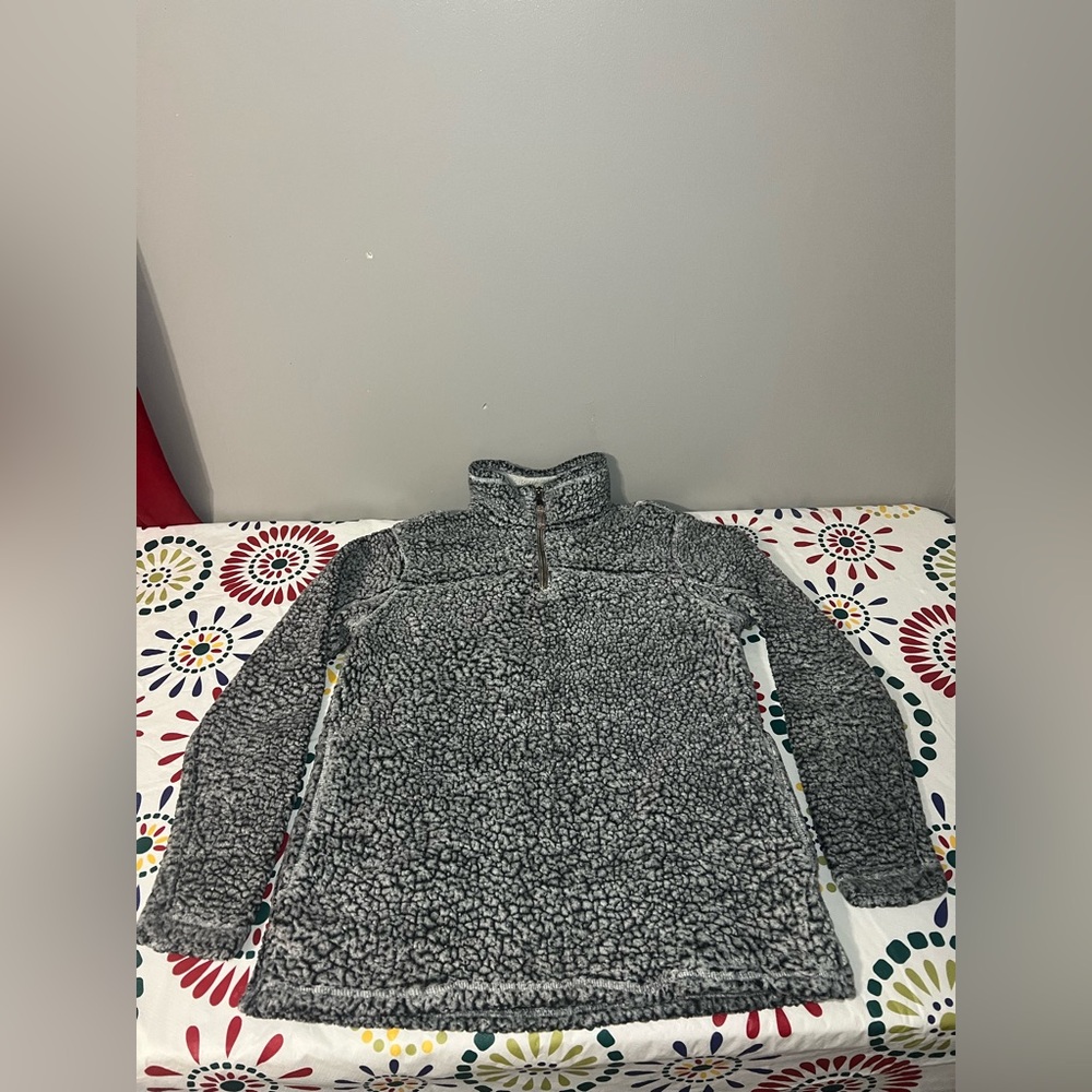 Grizzly Sherpa Quarter Zip Soft Fluffy Fleece (Large, Frosted Grey) Mens